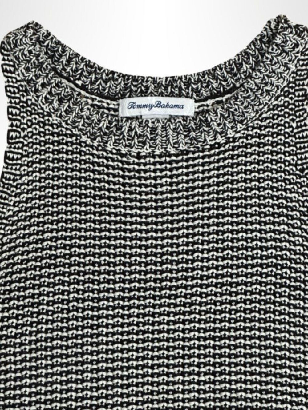 Tommy Bahama Crochet Knit Sleeveless Tunic Black White S - Picture 7 of 14